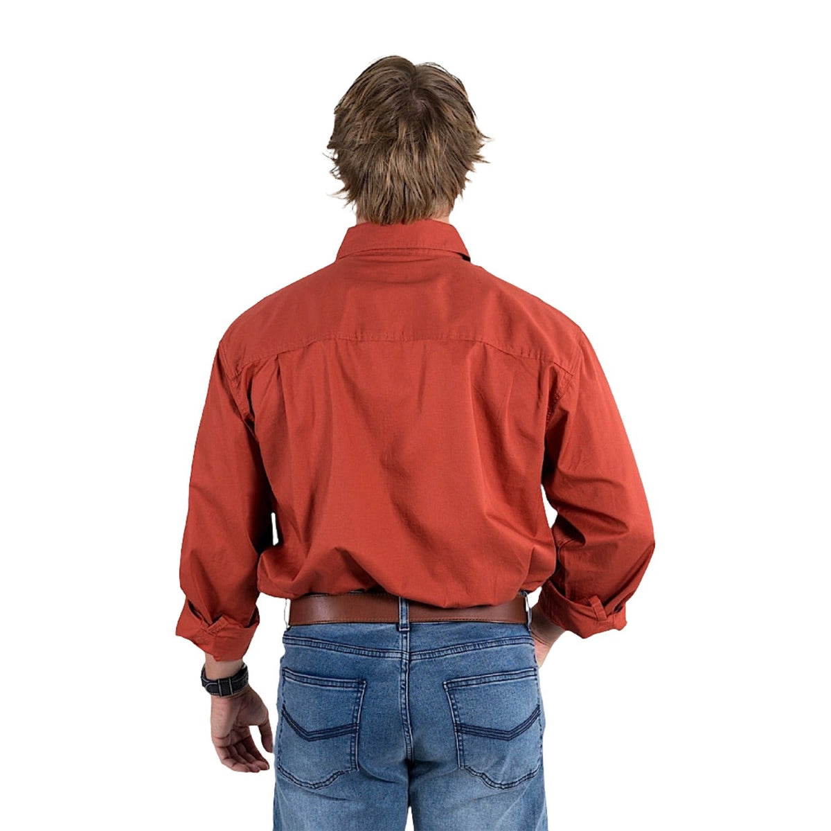 Ringers Western King River Men’s Half Button Work Shirt - Terracotta