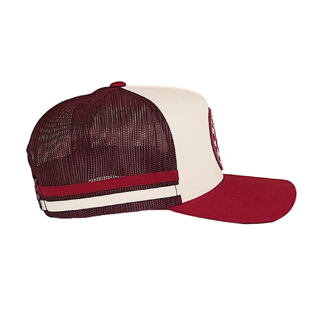 Ringers Western McCoy Origin Trucker Cap - Maroon/Off White