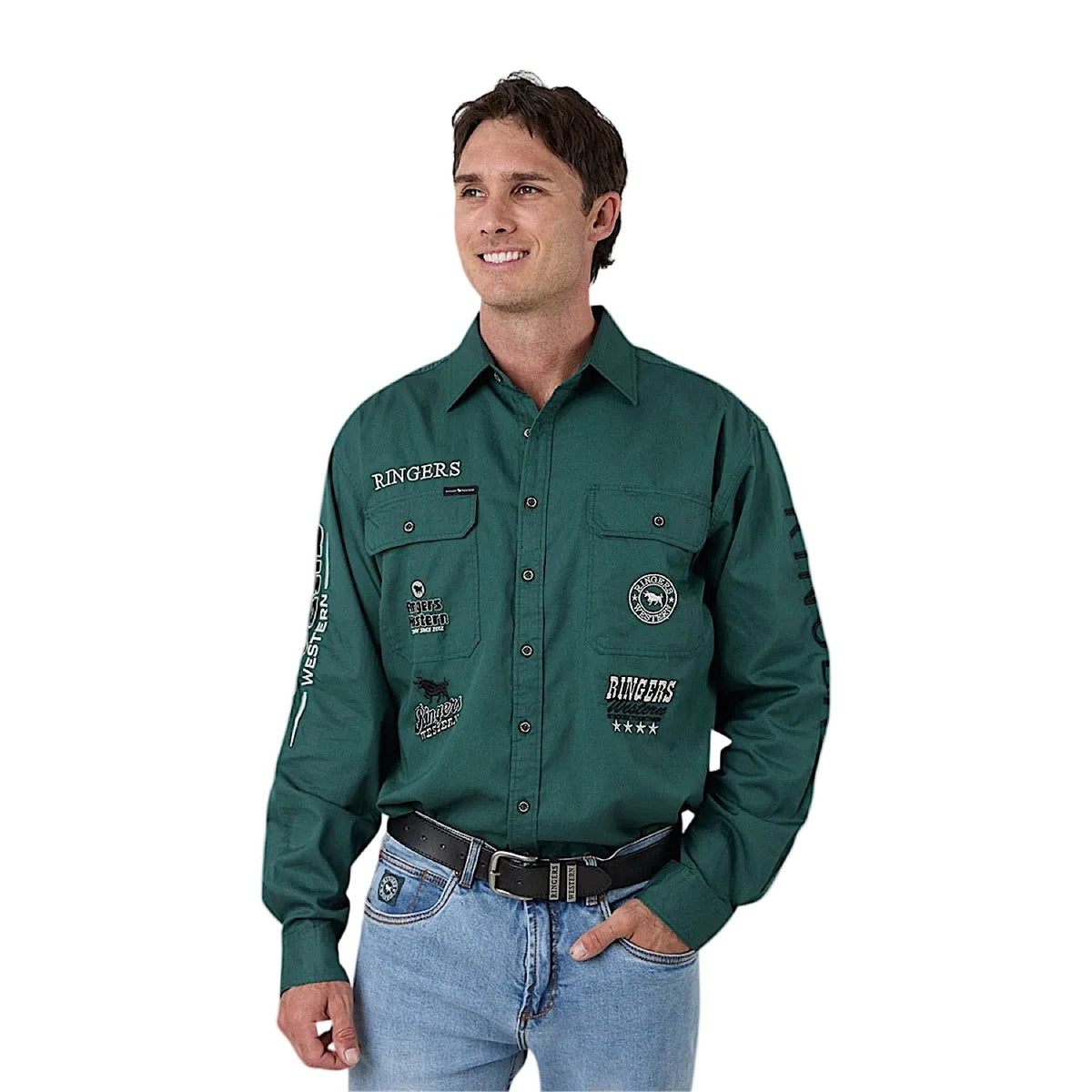 Ringers Western Men’s Barrelman Full Button Work Shirt - Pine