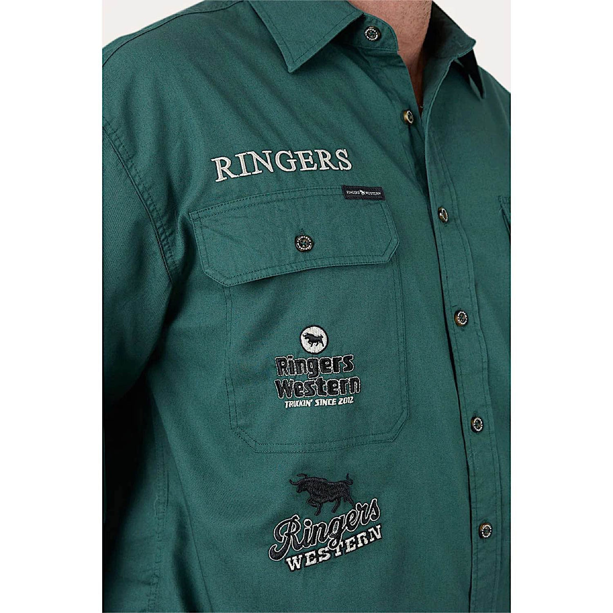 Ringers Western Men’s Barrelman Full Button Work Shirt - Pine