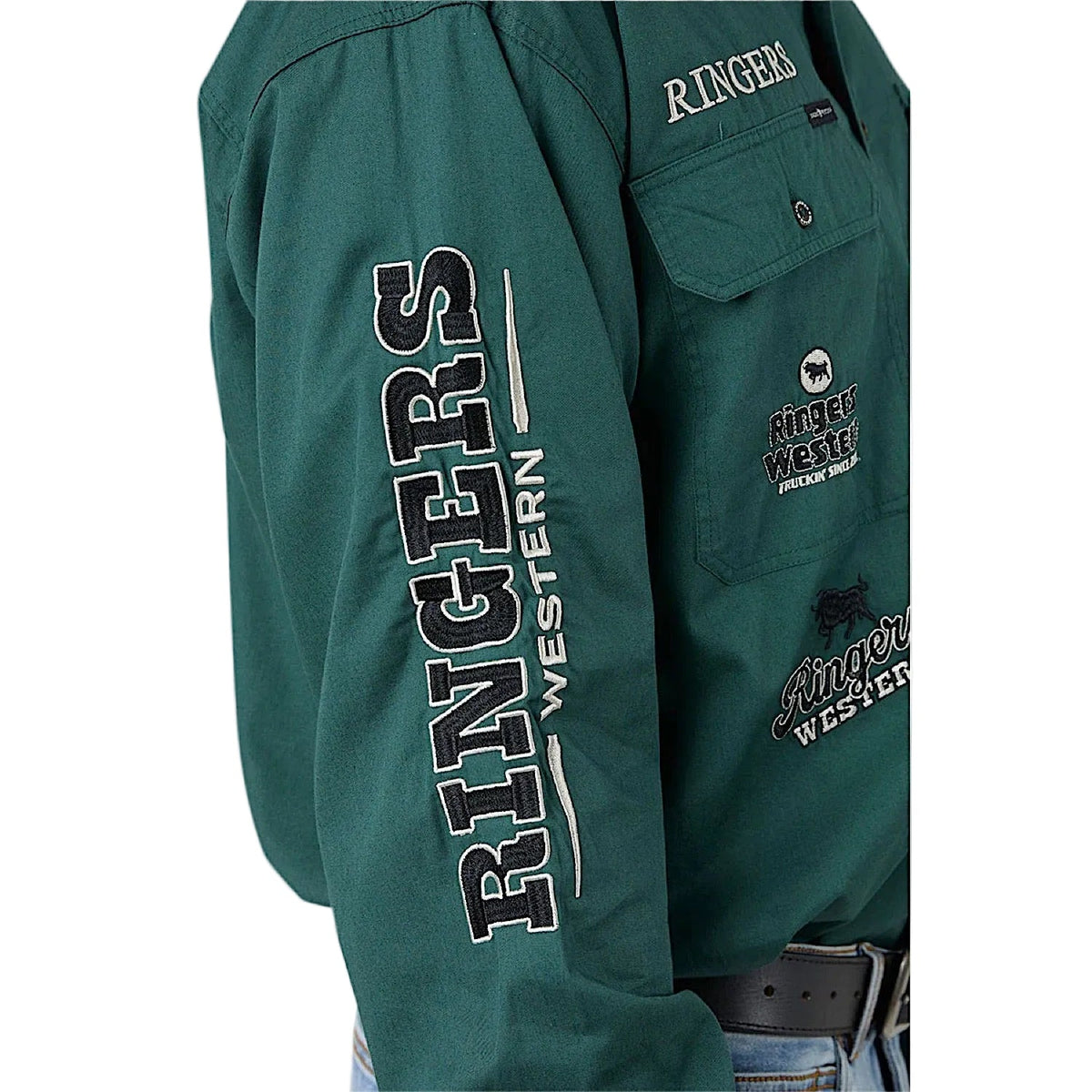 Ringers Western Men’s Barrelman Full Button Work Shirt - Pine