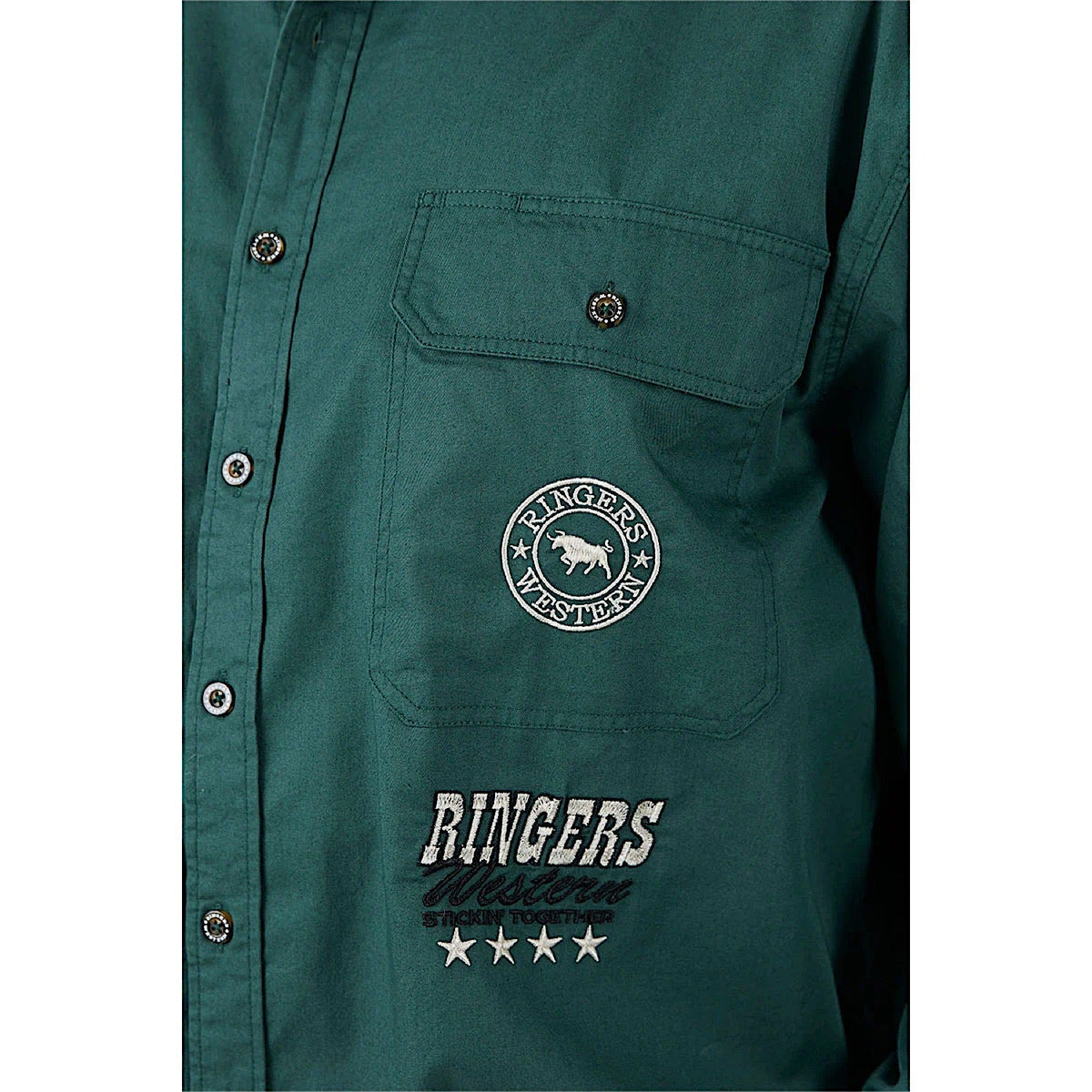 Ringers Western Men’s Barrelman Full Button Work Shirt - Pine