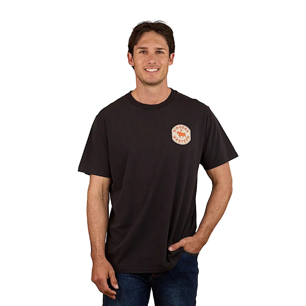 Ringers Western Men’s Bottoms Up Loose Fit T-Shirt - Washed Black
