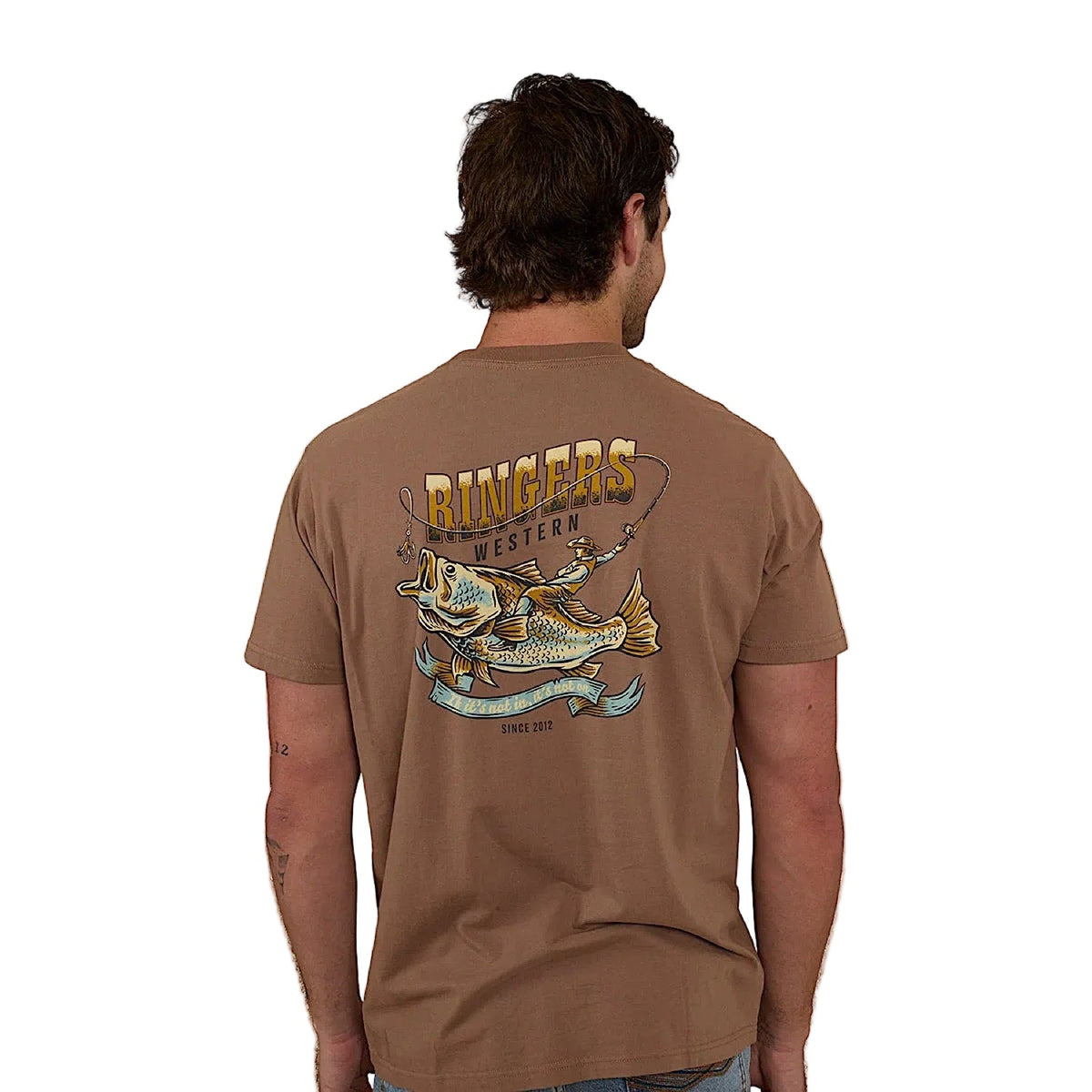 Ringers Western Men’s Buckin Barra Loose Fit T-Shirt - Almond