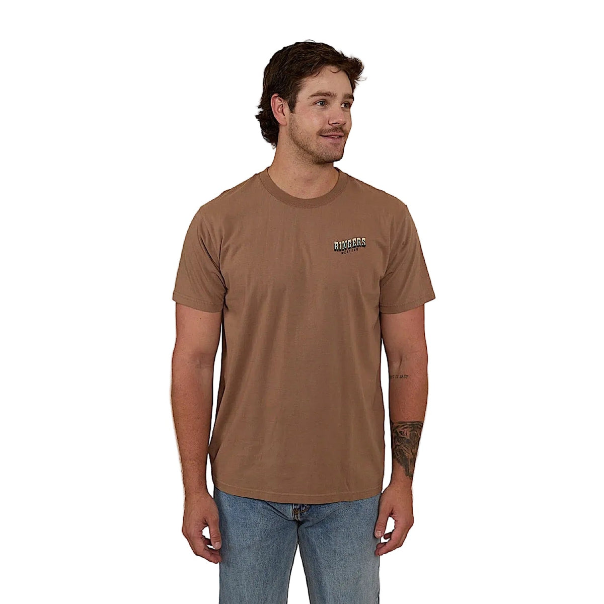 Ringers Western Men’s Buckin Barra Loose Fit T-Shirt - Almond