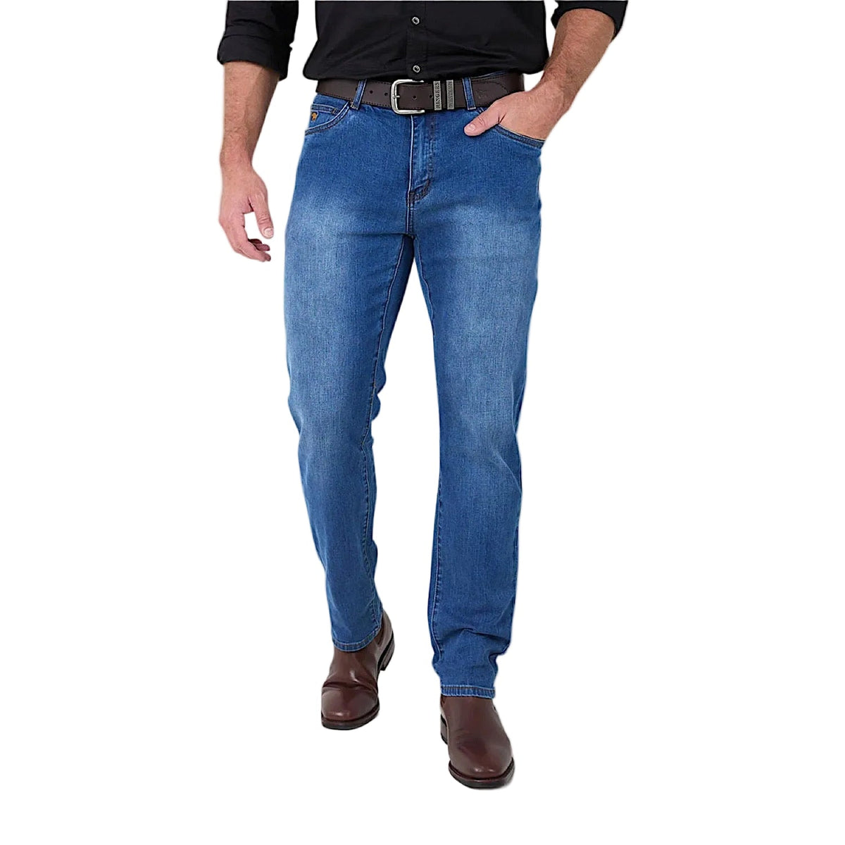 Ringers Western Men’s Burke Tapered Leg Jean - Mid Blue