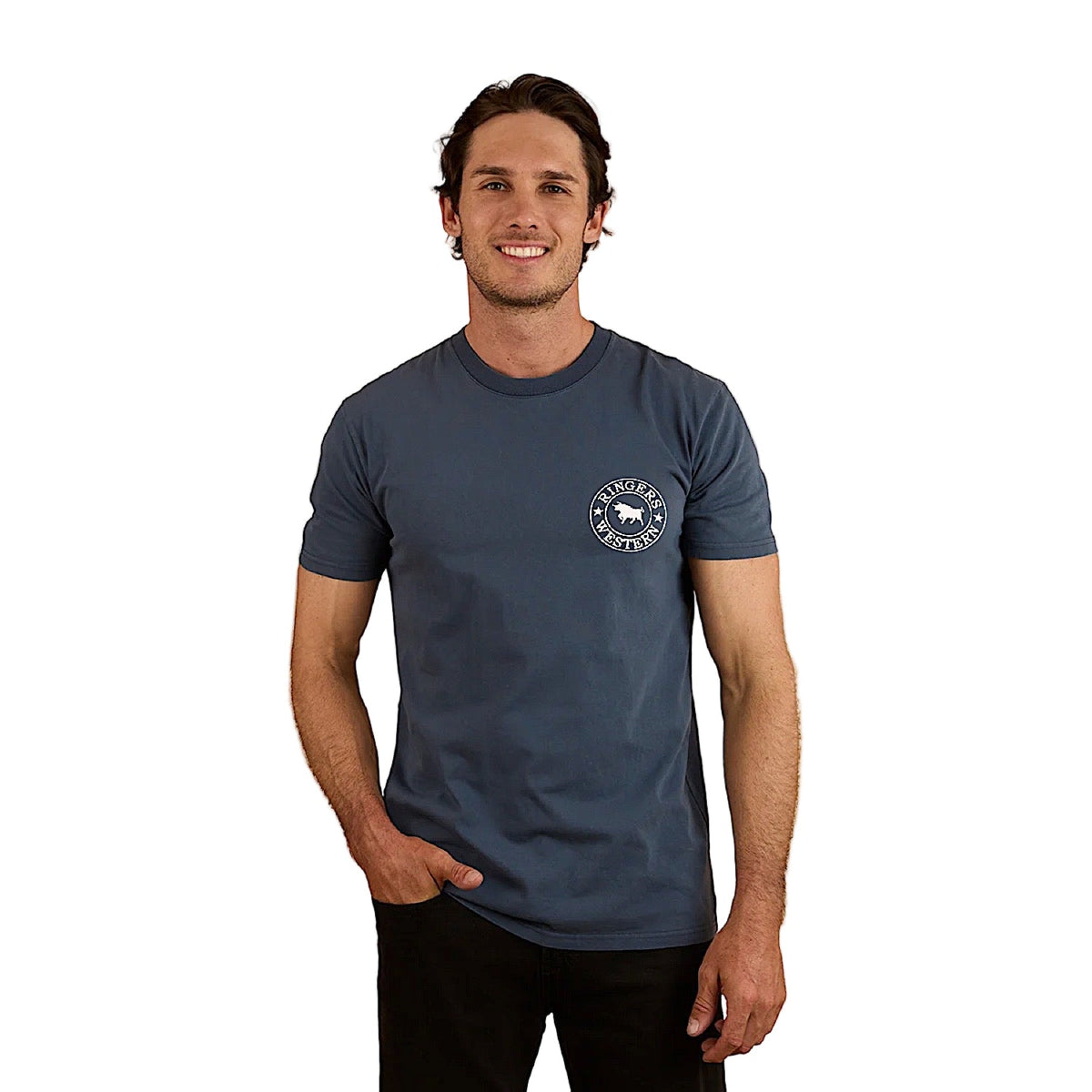 Ringers Western Men’s Chasin’ Tail Stock Fit T-Shirt - Washed Navy