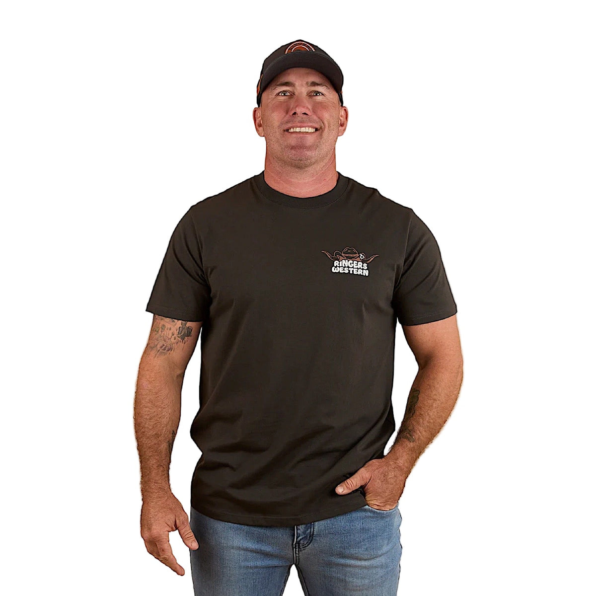 Ringers Western Men’s Country Club Loose Fit T-Shirt - Charcoal