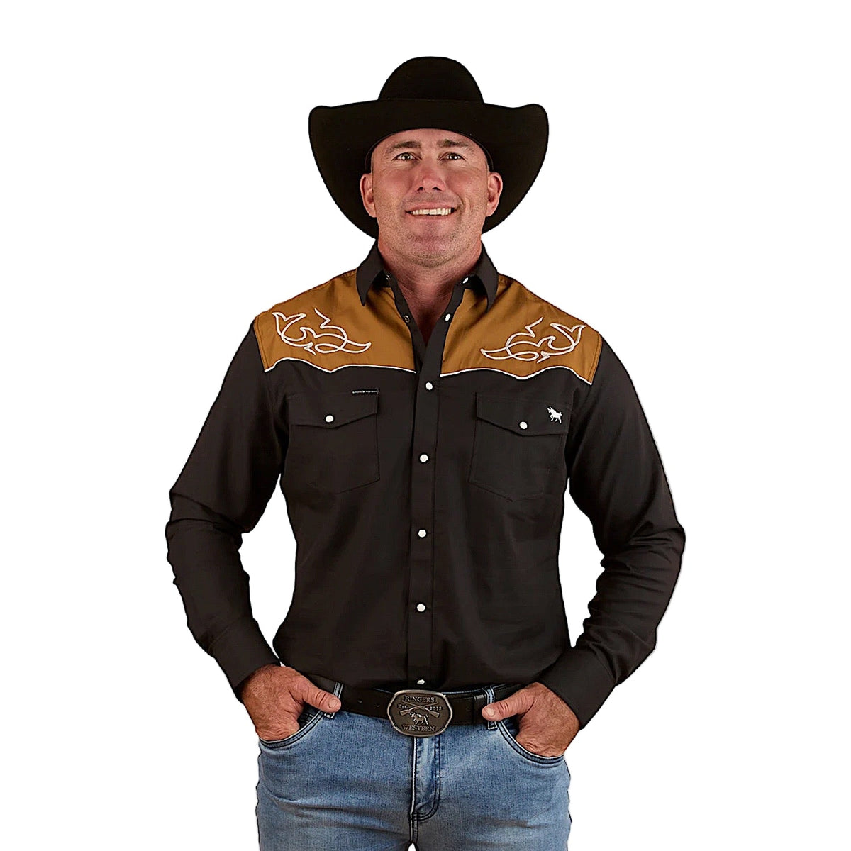Ringers Western Men’s Franklin Western Shirt - Charcoal
