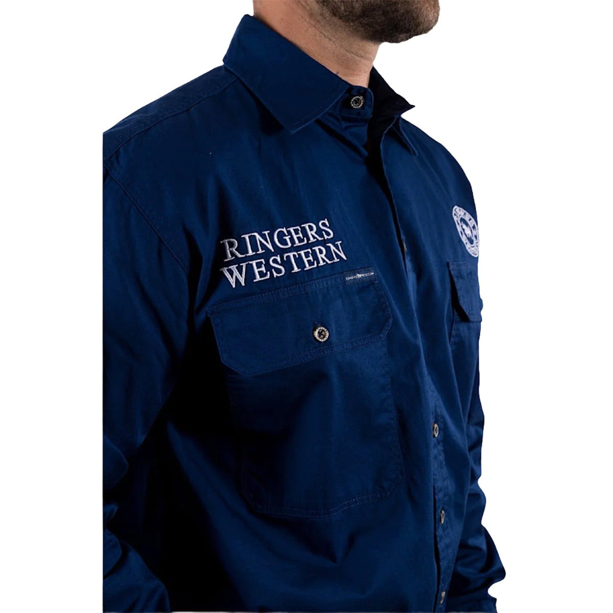 Ringers Western Men’s Hawkeye Full Button Work Shirt - Navy/White