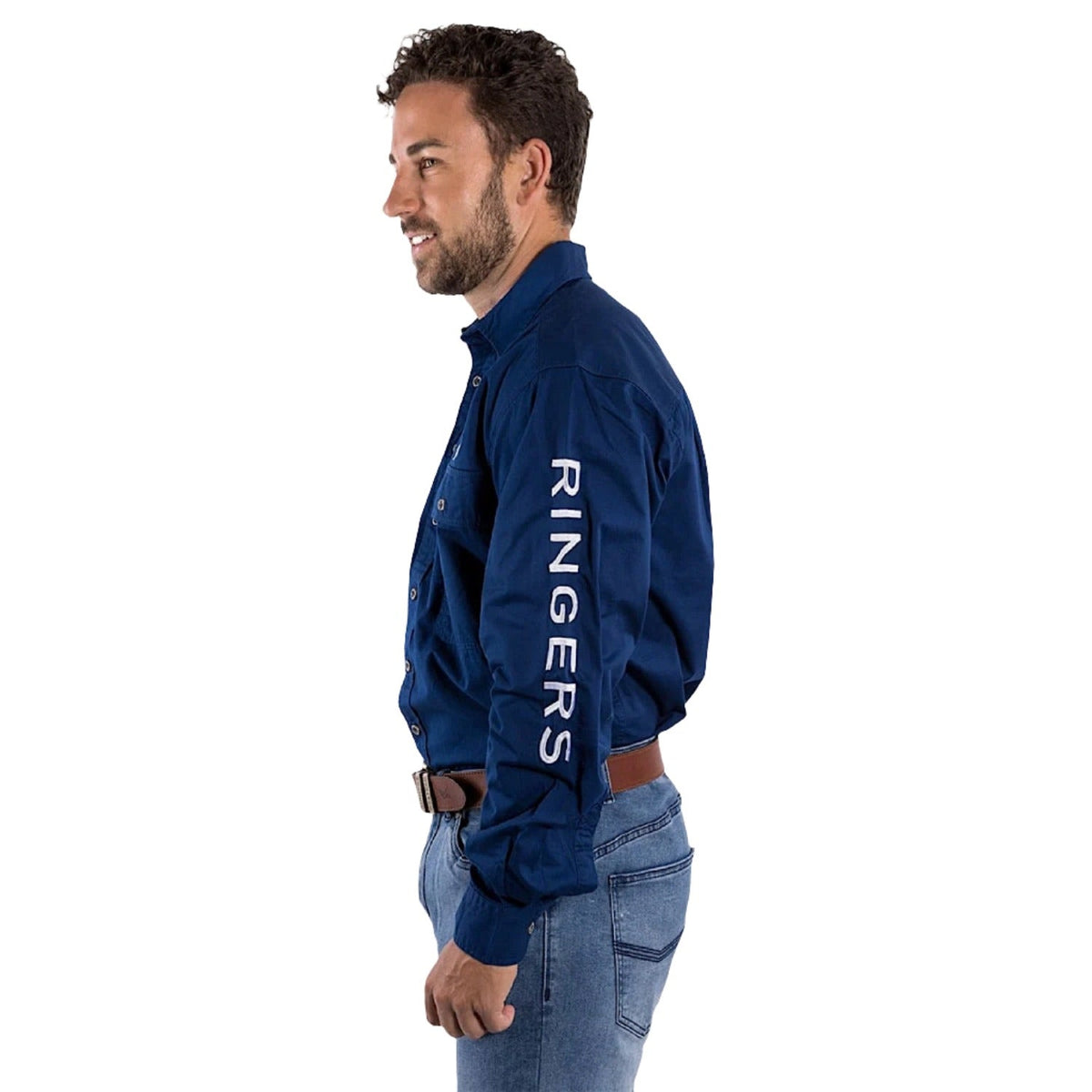 Ringers Western Men’s Hawkeye Full Button Work Shirt - Navy/White