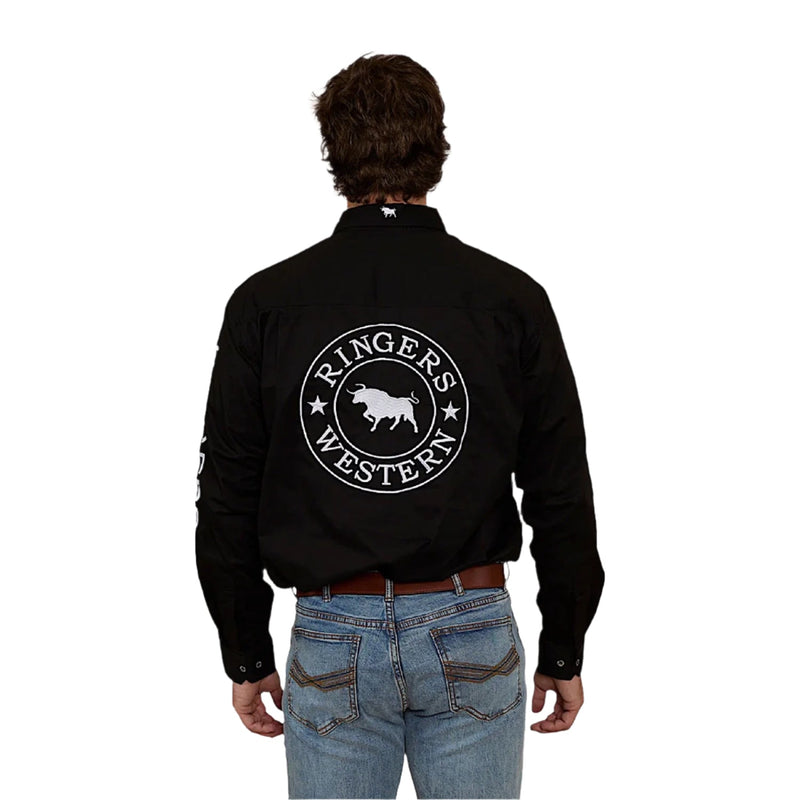 Ringers Western Men’s Hawkeye Half Button Work Shirt - Black
