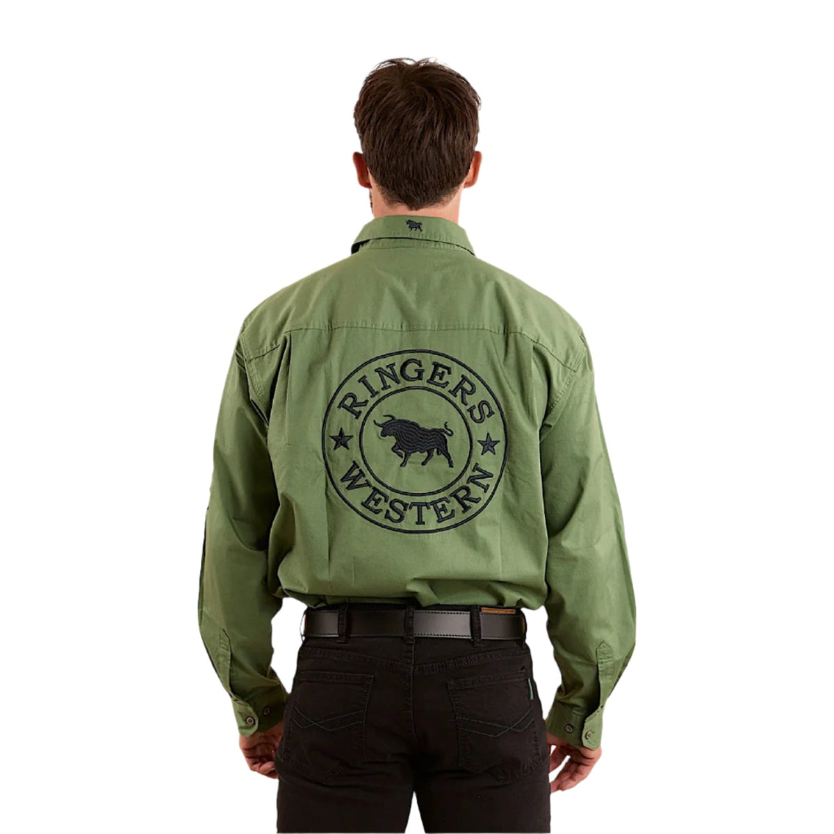 Ringers Western Men’s Hawkeye Half Button Work Shirt - Cactus / Charcoal