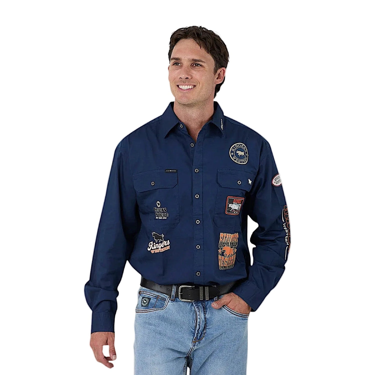 Ringers Western Men’s Hung Up Full Button Work Shirt - Navy