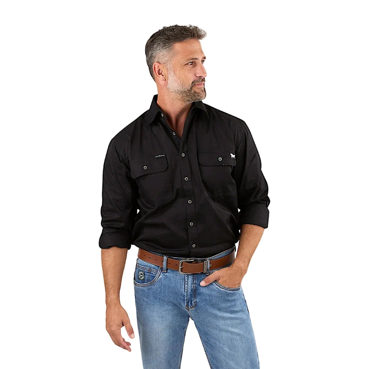 Ringers Western Men’s King River Full Button Work Shirt - Black