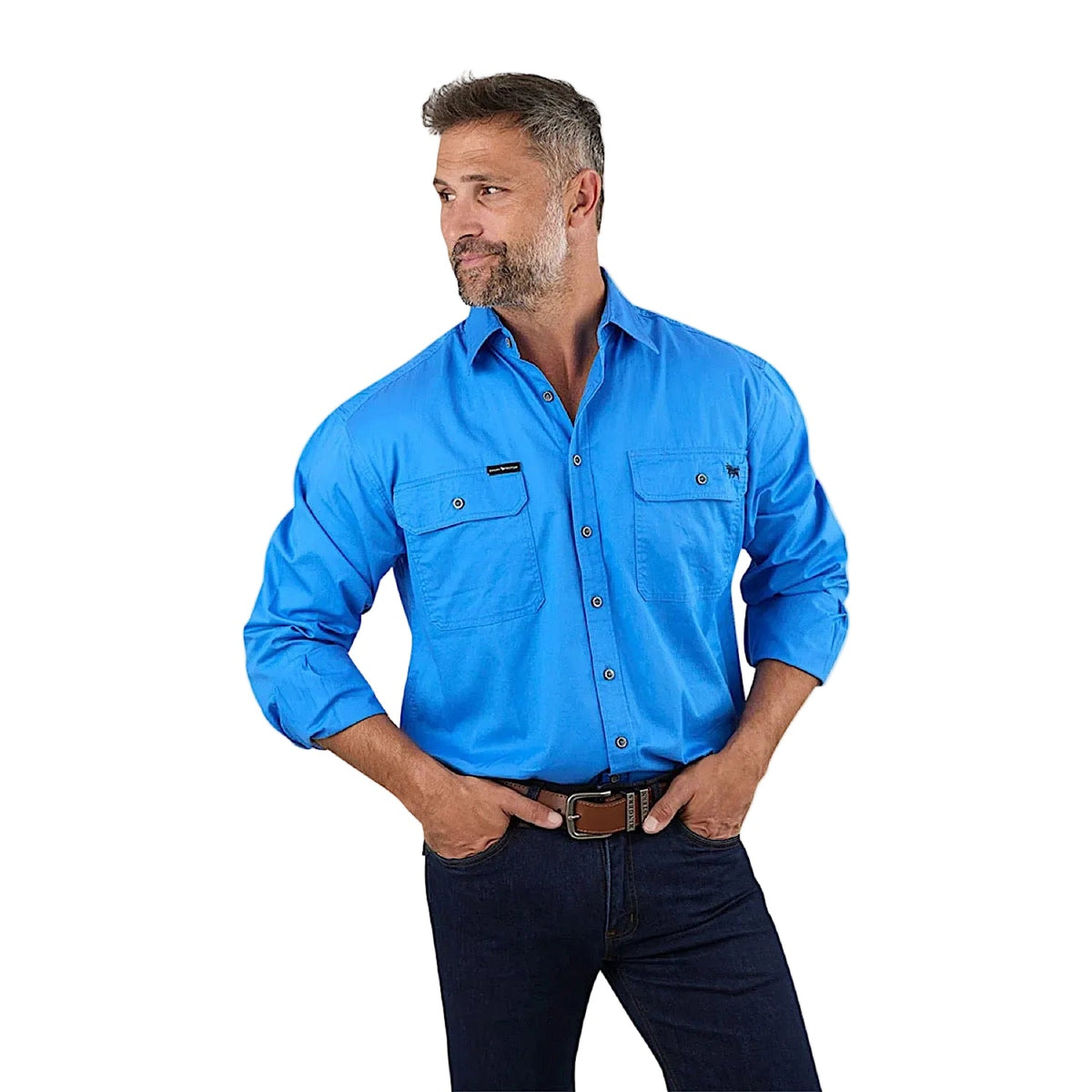 Ringers Western Men’s King River Full Button Work Shirt - Blue