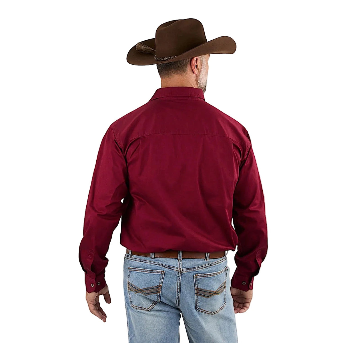 Ringers Western Men’s King River Full Button Work Shirt - Burgundy