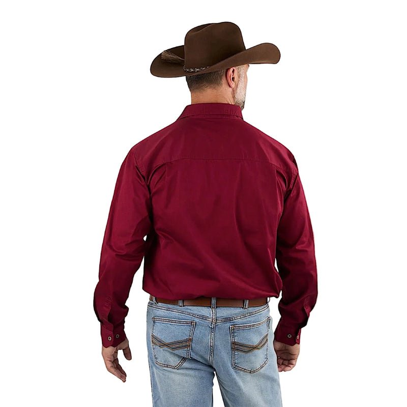 Ringers Western Men’s King River Full Button Work Shirt - Burgundy