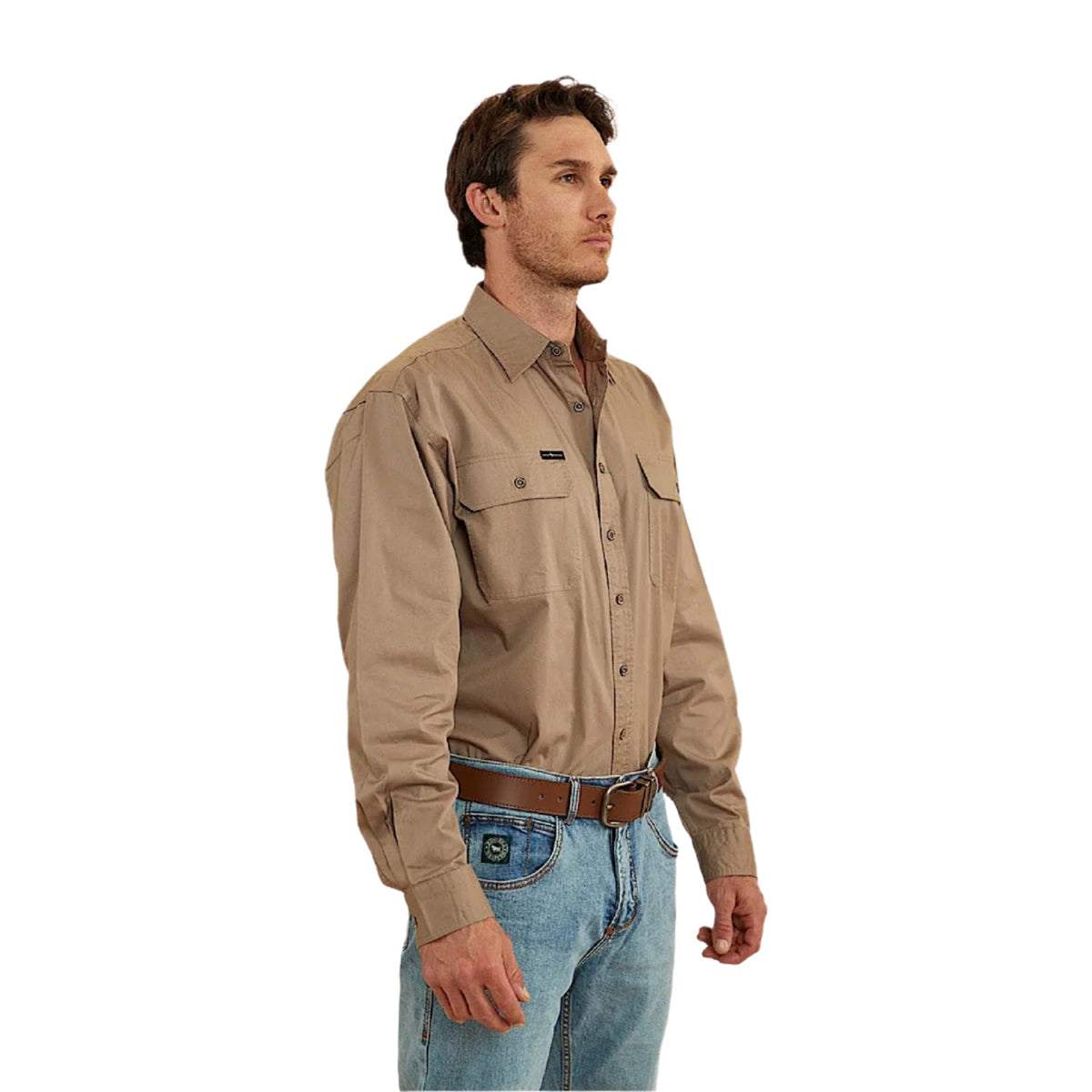 Ringers Western Men’s King River Full Button Work Shirt - Mushroom