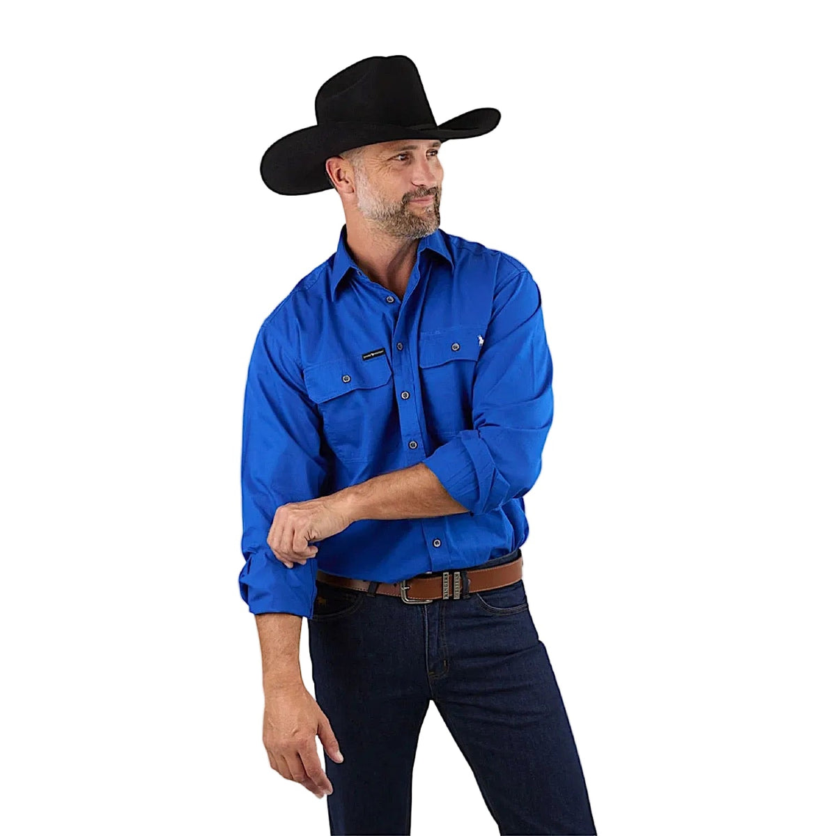 Ringers Western Men’s King River Full Button Work Shirt - Royal Blue