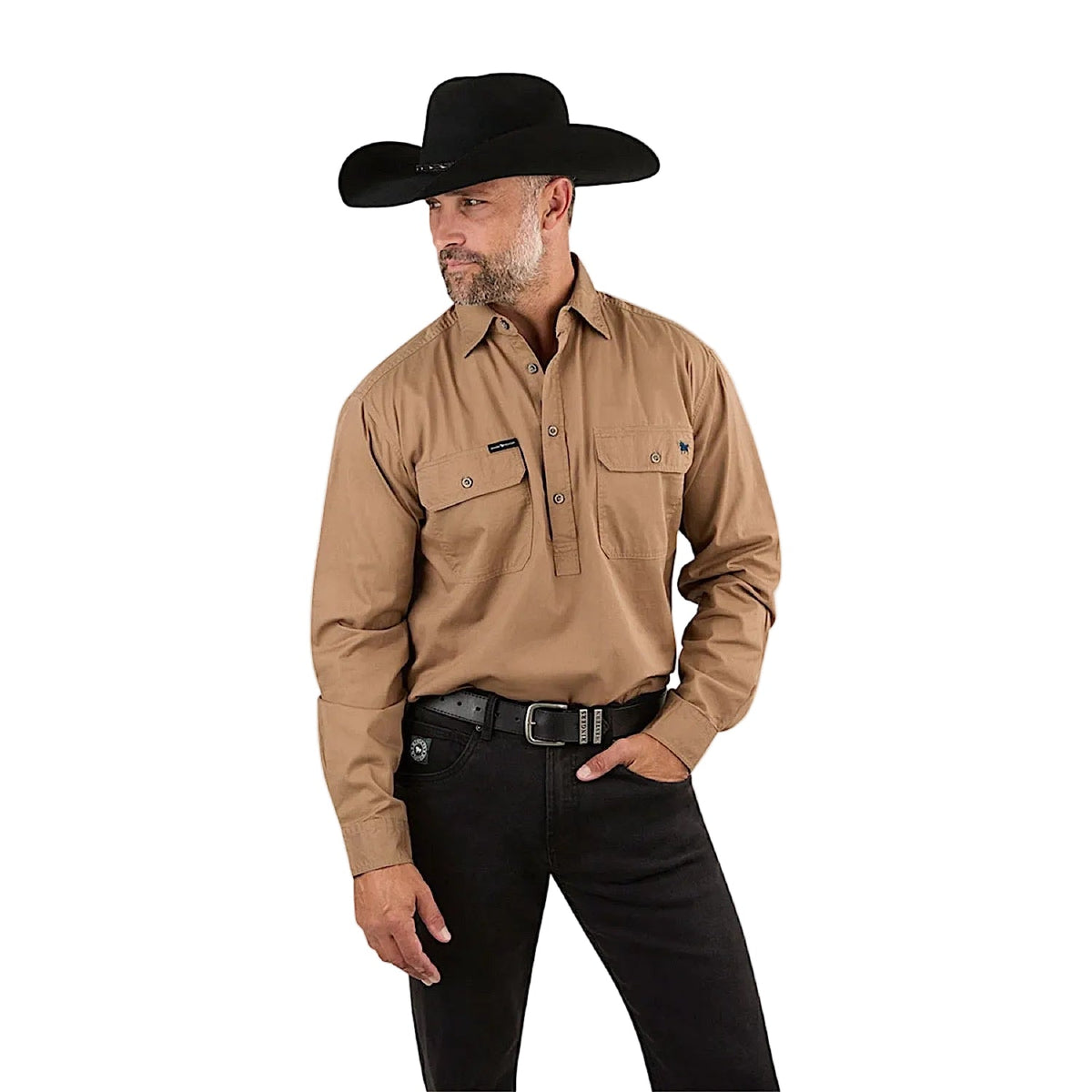 Ringers Western Men’s King River Half Button Work Shirt - Clay