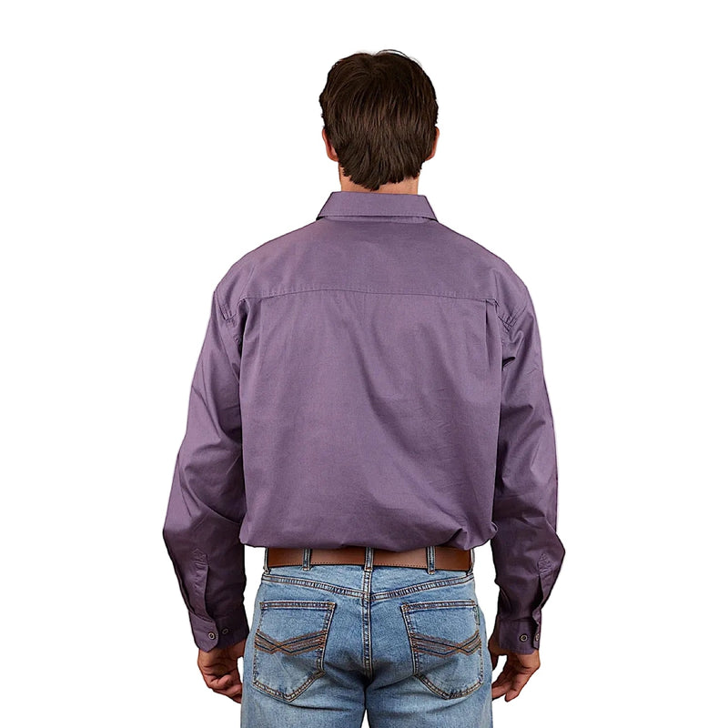 Ringers Western Men’s King River Half Button Work Shirt - Dark Purple