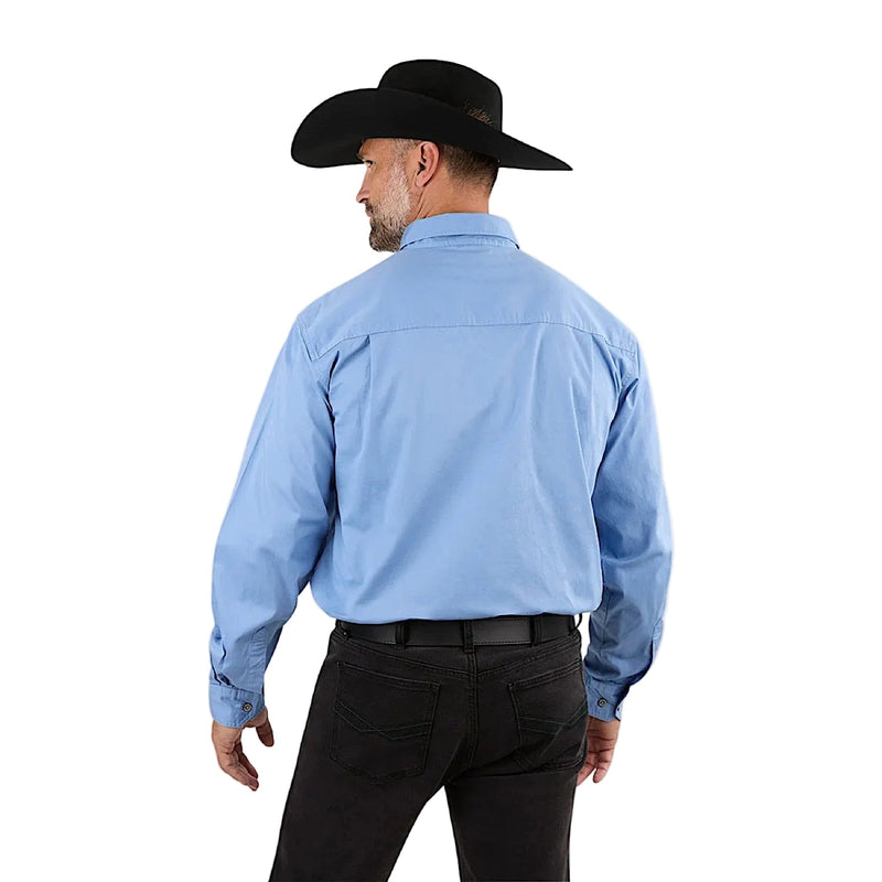 Ringers Western Men’s King River Half Button Work Shirt - Denim Blue