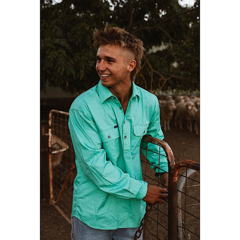Ringers Western Men’s King River Half Button Work Shirt - Mint