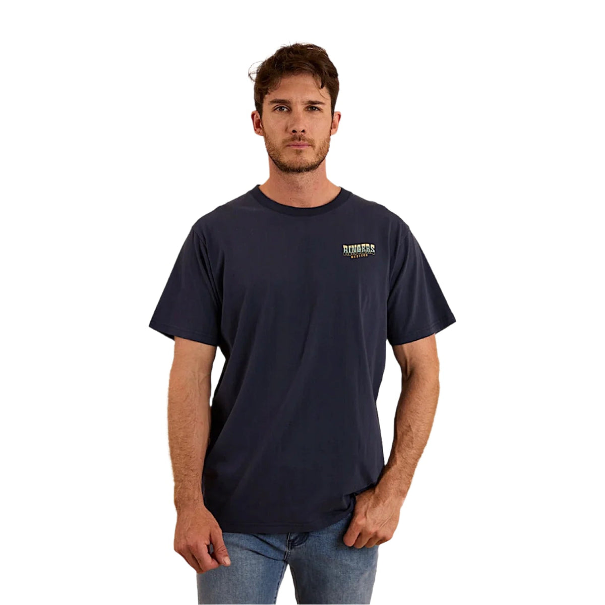 Ringers Western Men’s Loose T-Shirt Buckin Barra - Navy