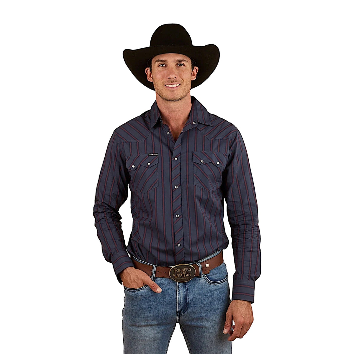 Ringers Western Men’s Mapleton Western Dress Shirt - Navy