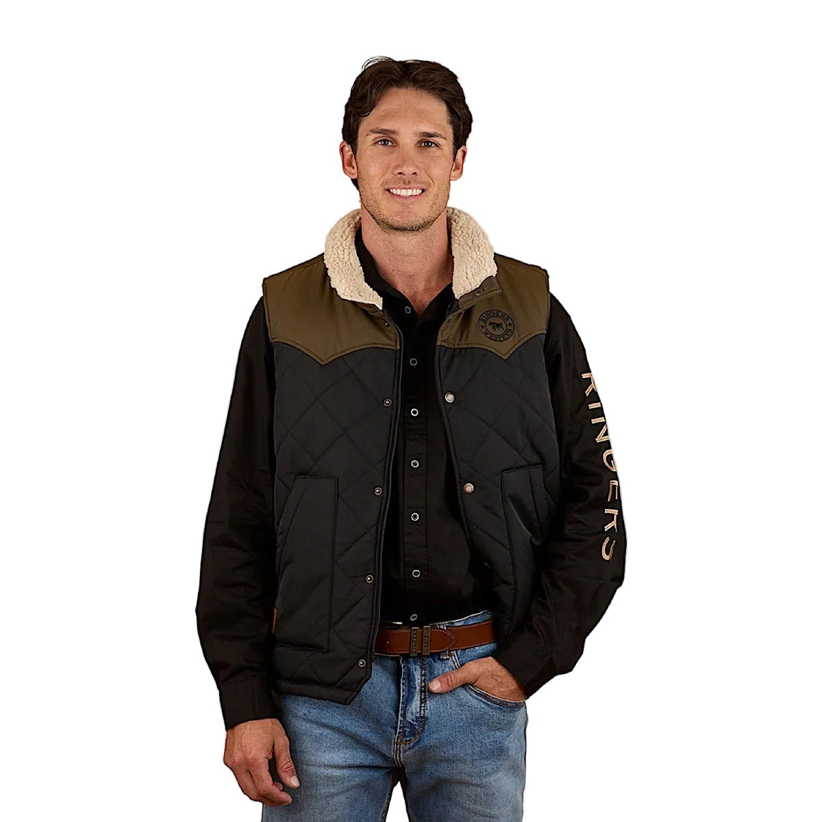 Ringers Western Men’s McKinlay Puffer Vest - Military Green / Black