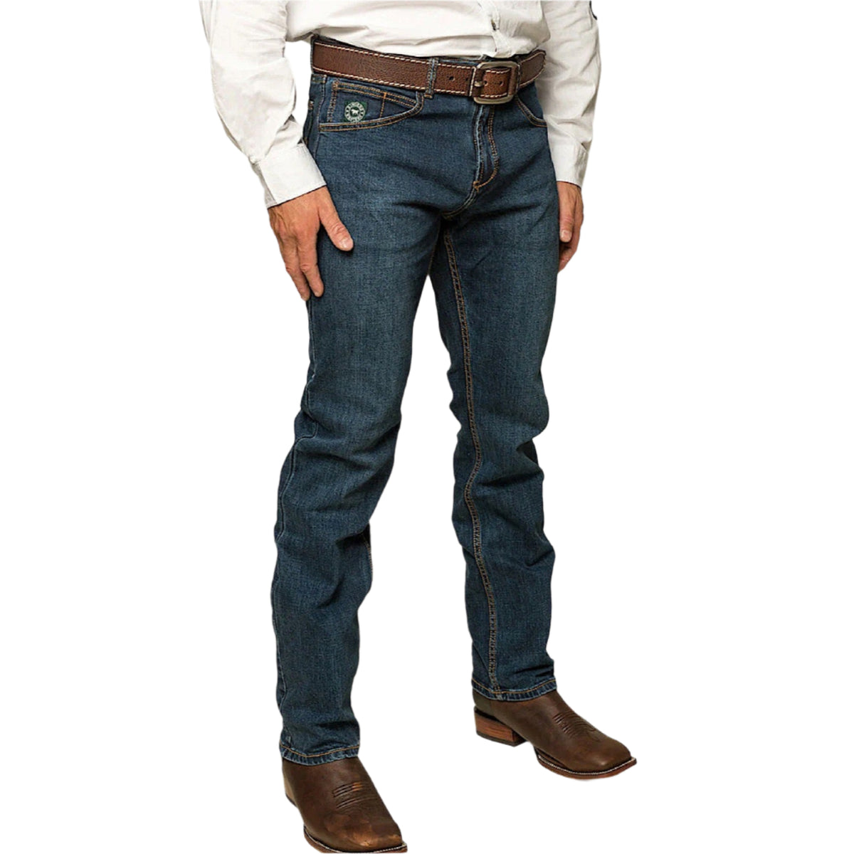 Ringers Western Men's Muster Slim Straight Fit Jean - Dark Wash Blue
