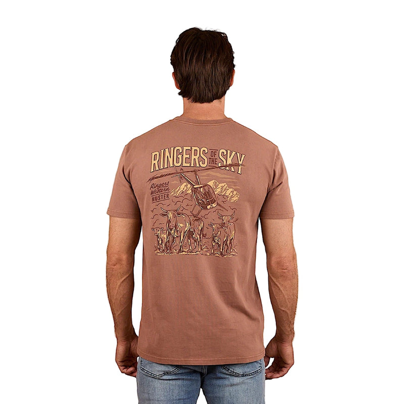Ringers Western Men’s Ringers of the Sky Stock Fit T-Shirt - Saddle Brown