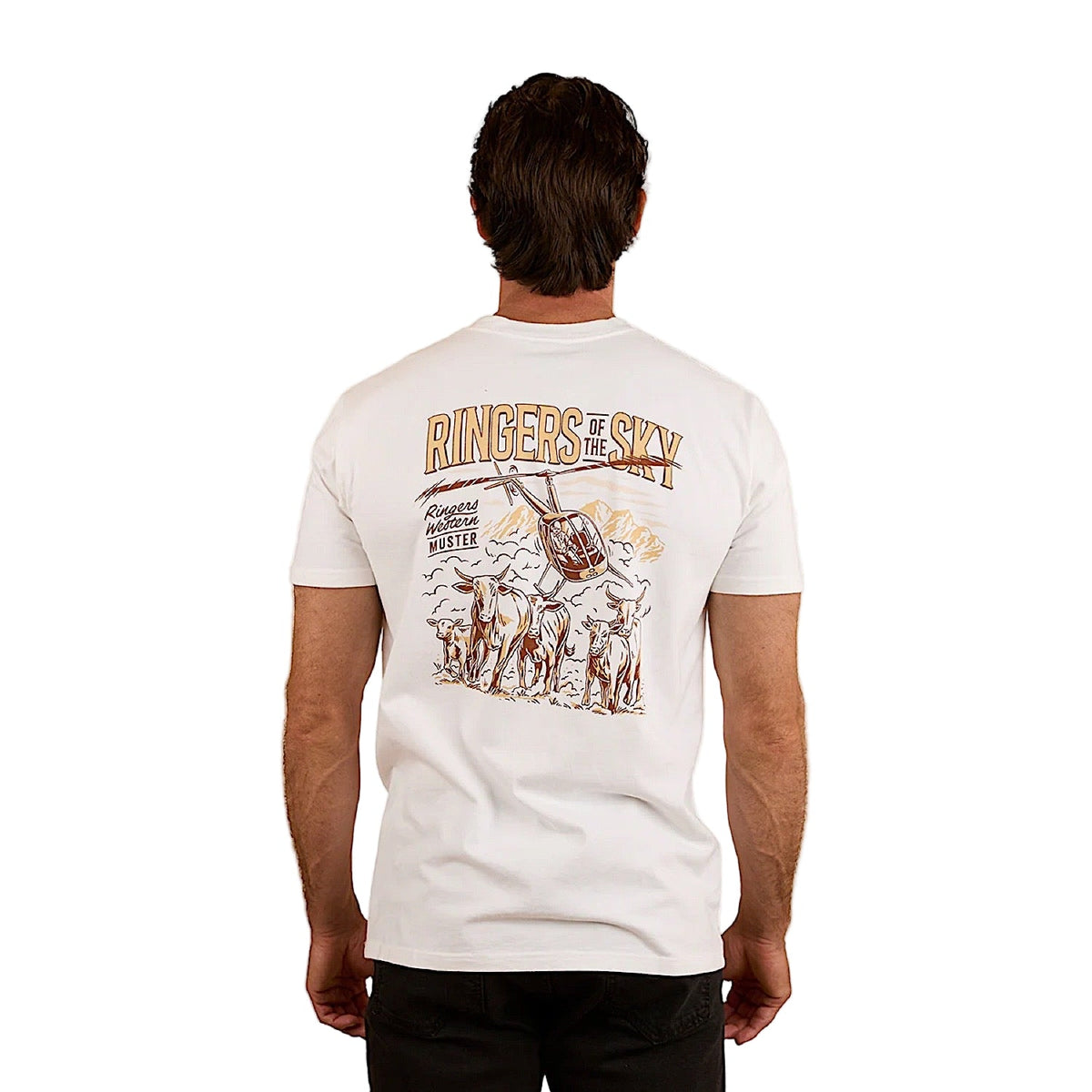 Ringers Western Men’s Ringers of the Sky Stock Fit T-Shirt - White