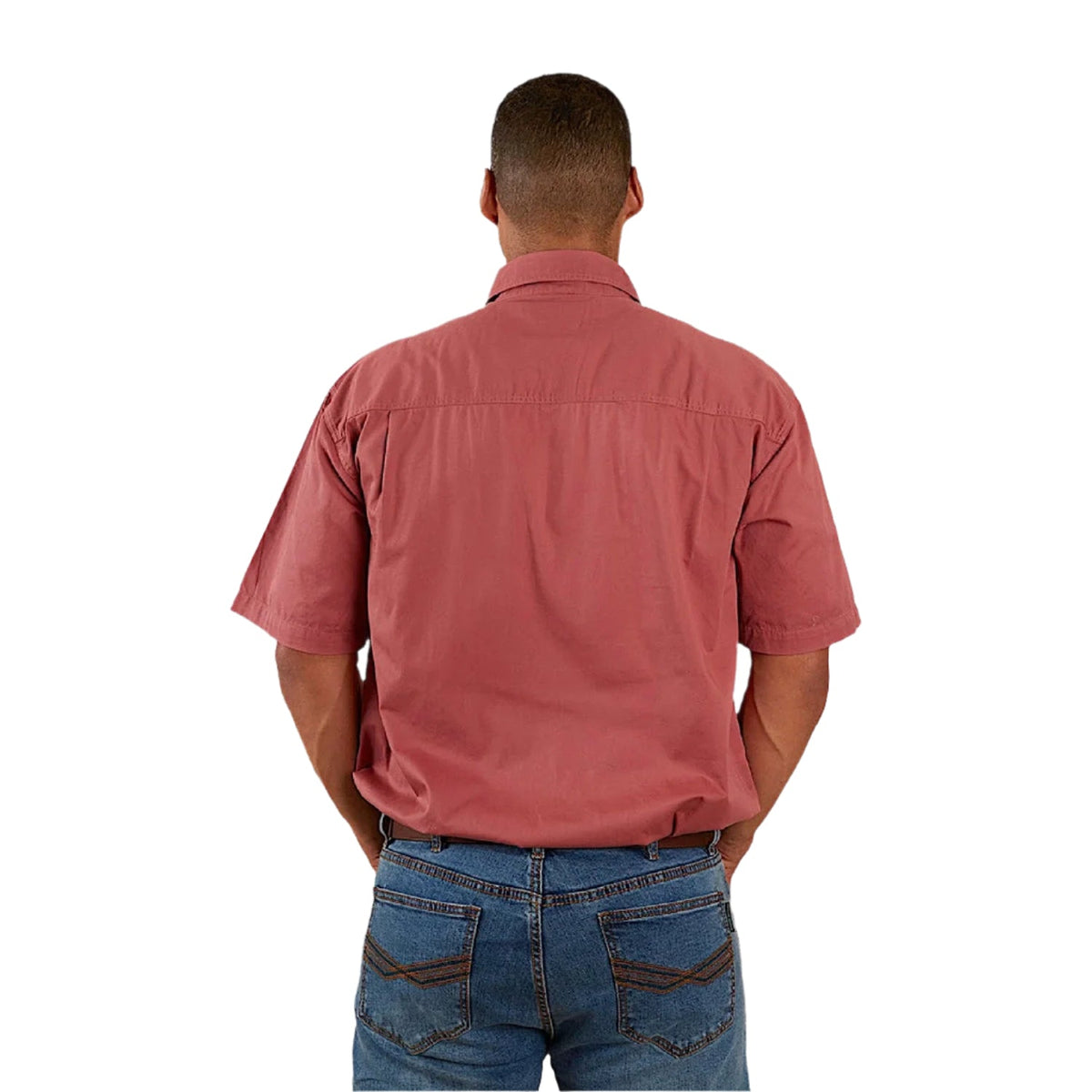 Ringers Western Men’s Pack Saddle Short Sleeve Half Button Work Shirt - Dusty Rose