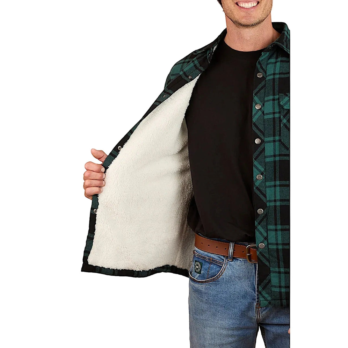 Ringers Western Men’s Sawyer Sherpa Flannel - Pine/Charcoal