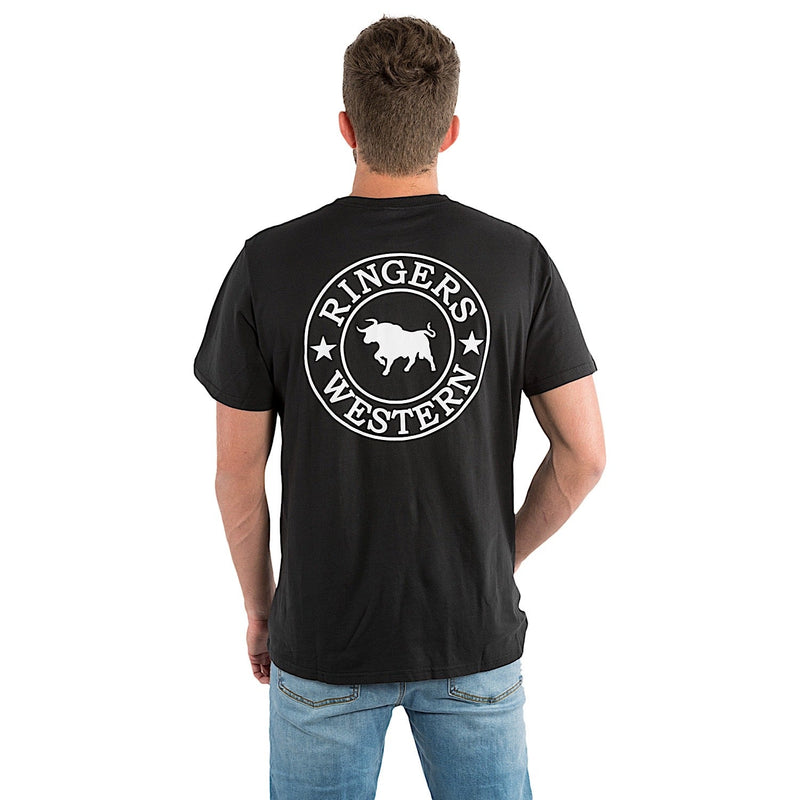 Ringers Western Men’s Signature Bull Loose T-Shirt - Black with White Print