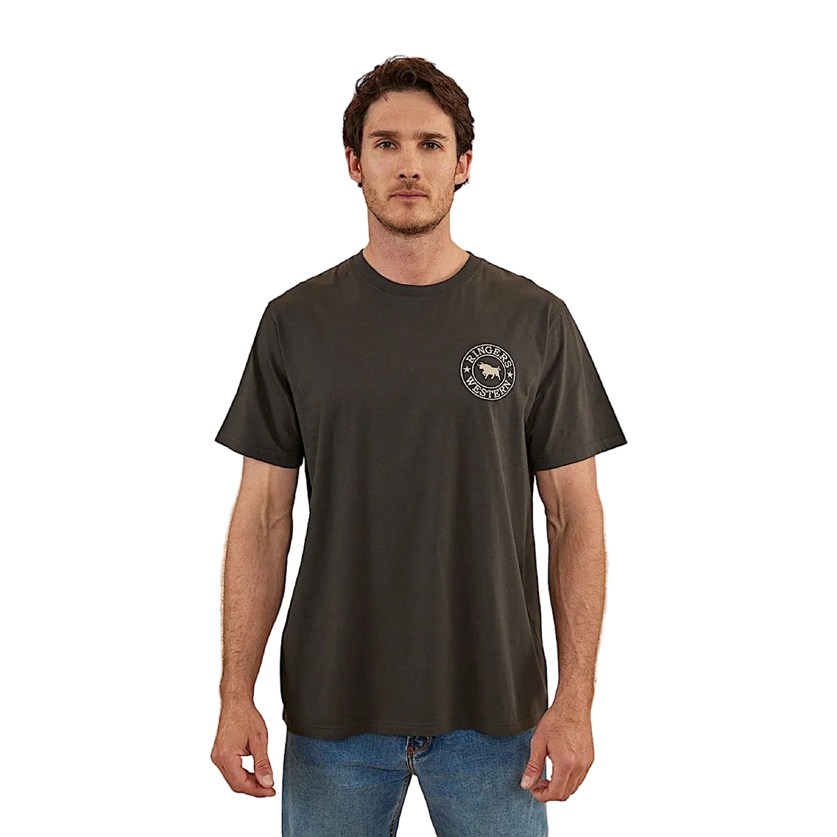 Ringers Western Men’s Signature Bull Loose T-Shirt - Charcoal/Dark Sand
