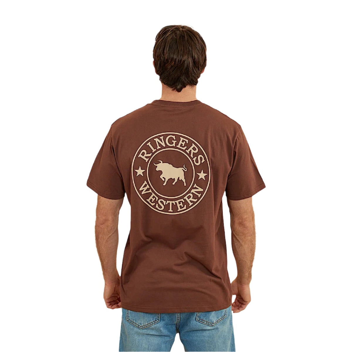 Ringers Western Men’s Signature Bull Loose T-Shirt - Chocolate/Dark Sand