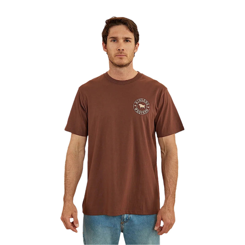 Ringers Western Men’s Signature Bull Loose T-Shirt - Chocolate/Dark Sand