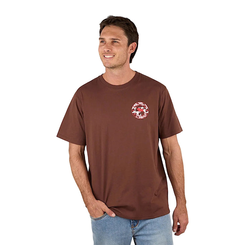 Ringers Western Men’s Signature Bull Loose T-Shirt - Chocolate/Red/Cow Print