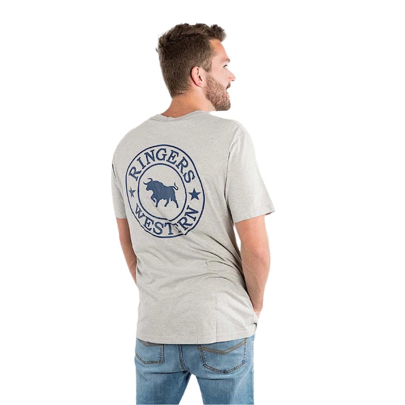 Ringers Western Men’s Signature Bull Loose T-Shirt - Grey Marle/Navy