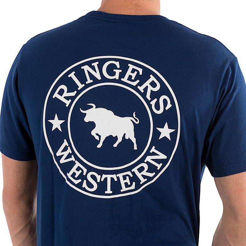 Ringers Western Men’s Signature Bull Classic Fit T-Shirt - Navy with White Print