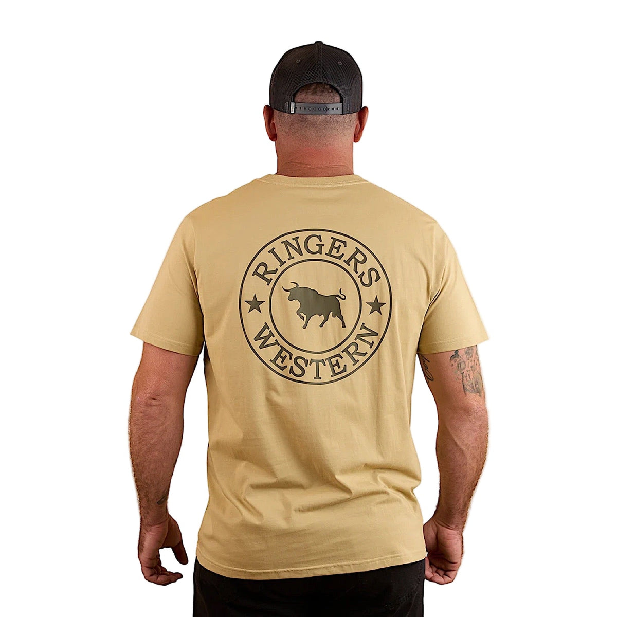 Ringers Western Signature Bull Men’s Loose T-Shirt - Pale Olive/Military Green
