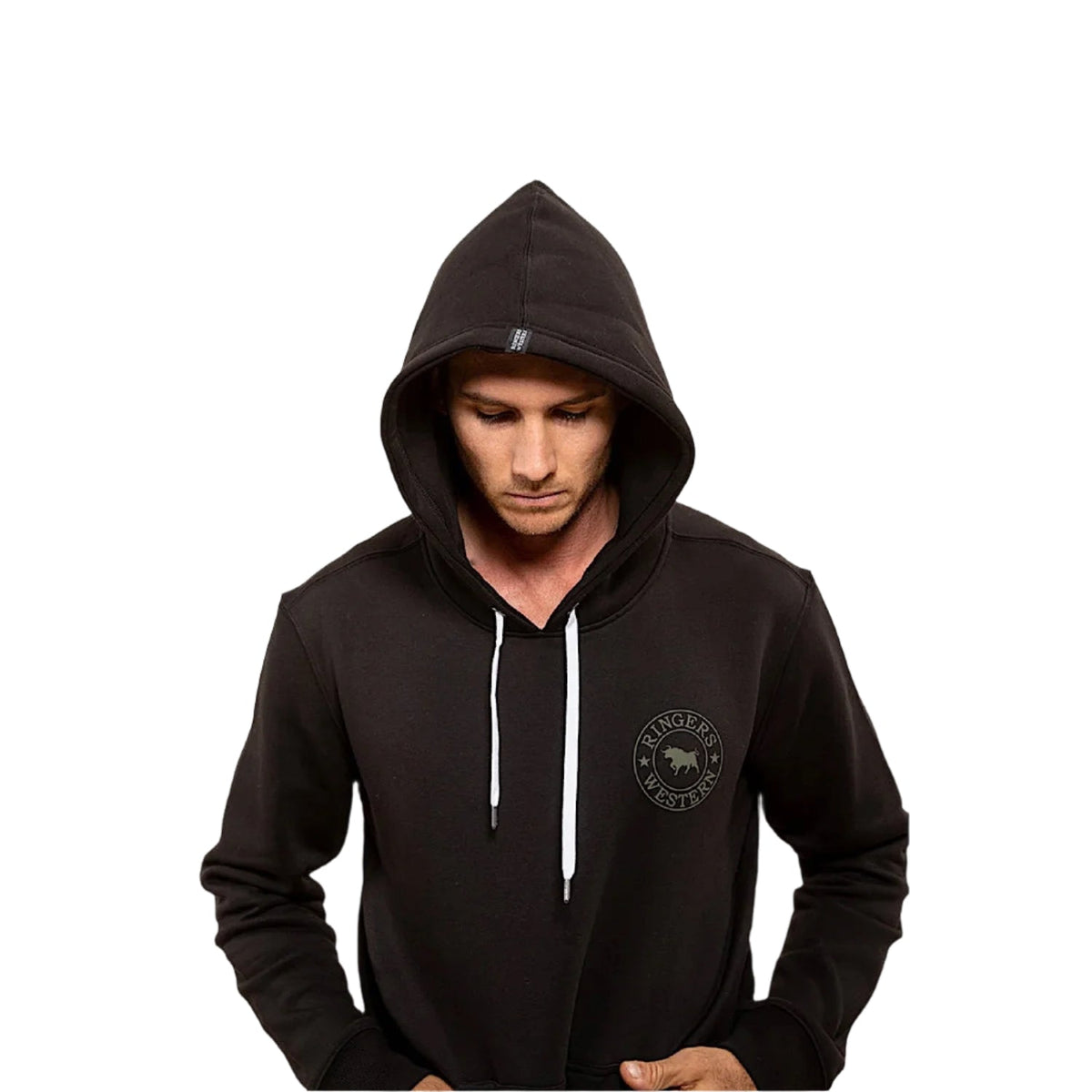 Ringers Western Men’s Signature Bull Pullover Hoodie - Black/Military Green