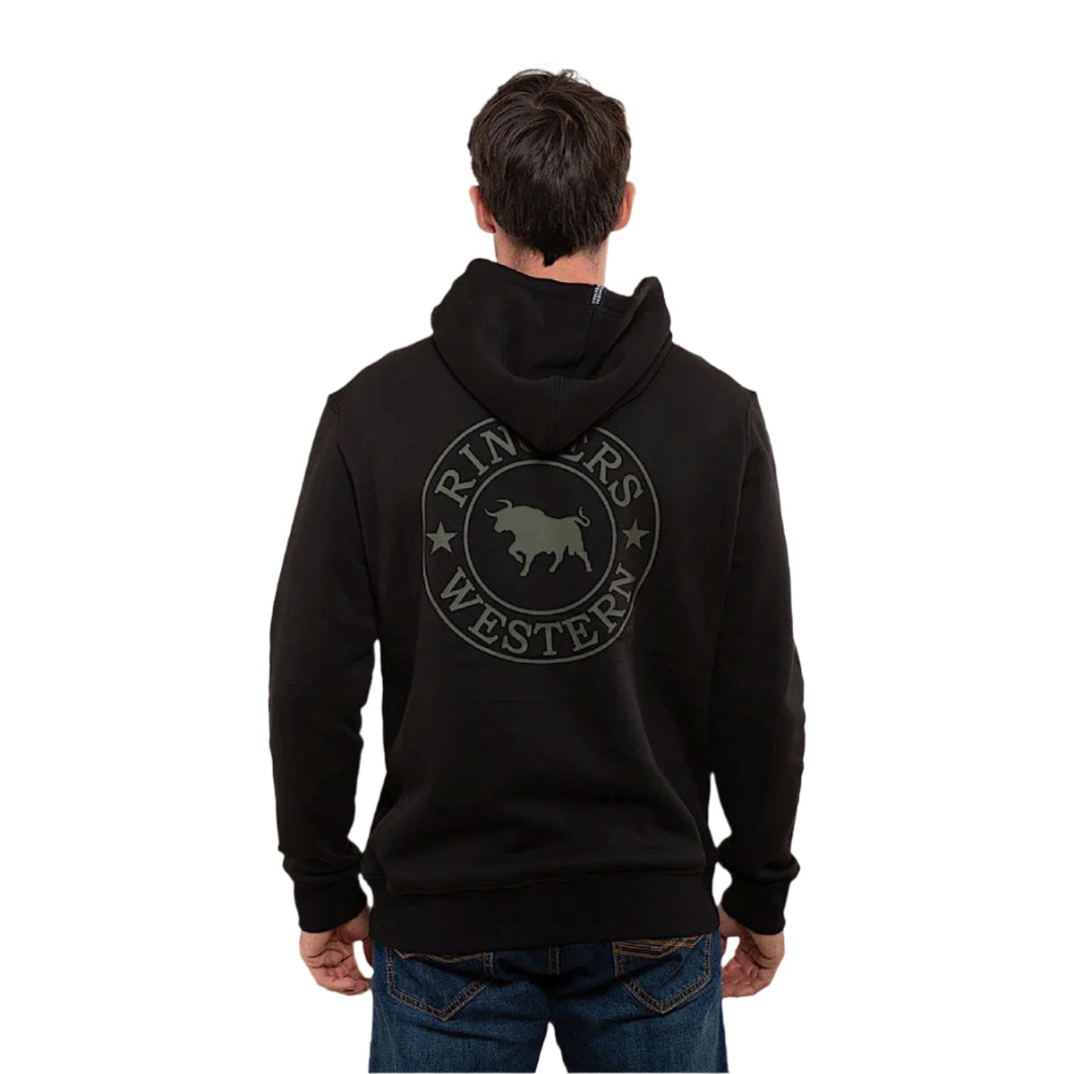 Ringers Western Men’s Signature Bull Pullover Hoodie - Black/Military Green