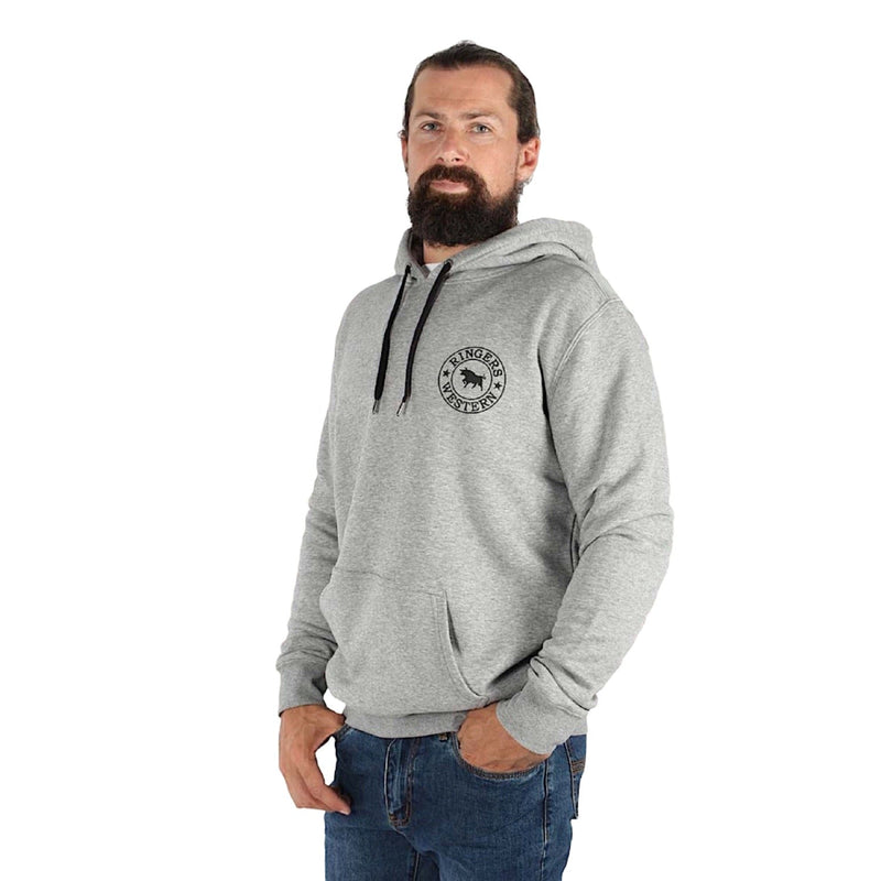 Ringers Western Men’s Signature Bull Pullover Hoodie - Grey Marle/Black