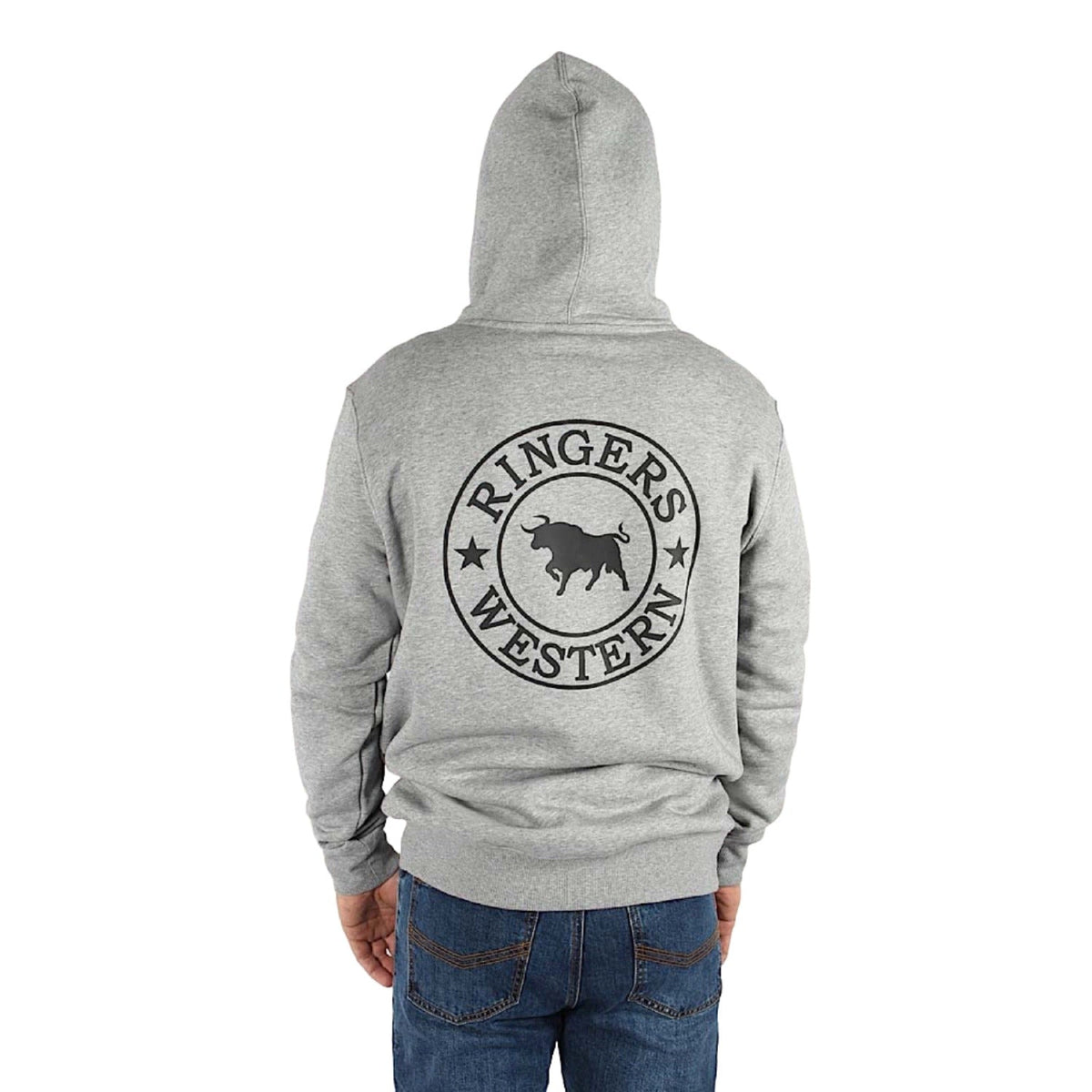 Ringers Western Men’s Signature Bull Pullover Hoodie - Grey Marle/Black