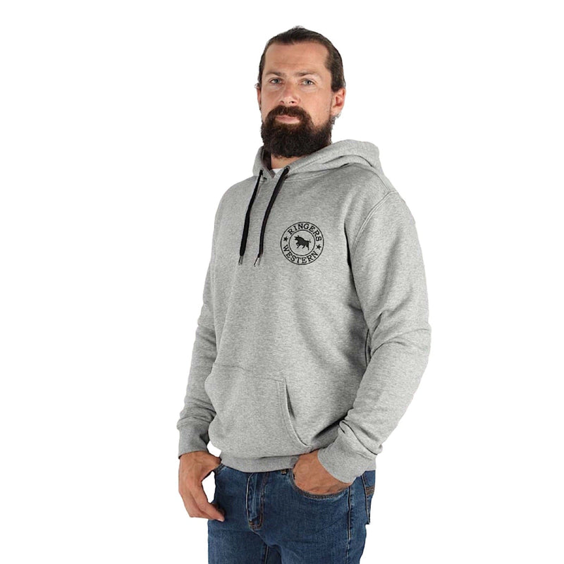 Ringers Western Men’s Signature Bull Pullover Hoodie - Grey Marle/Black