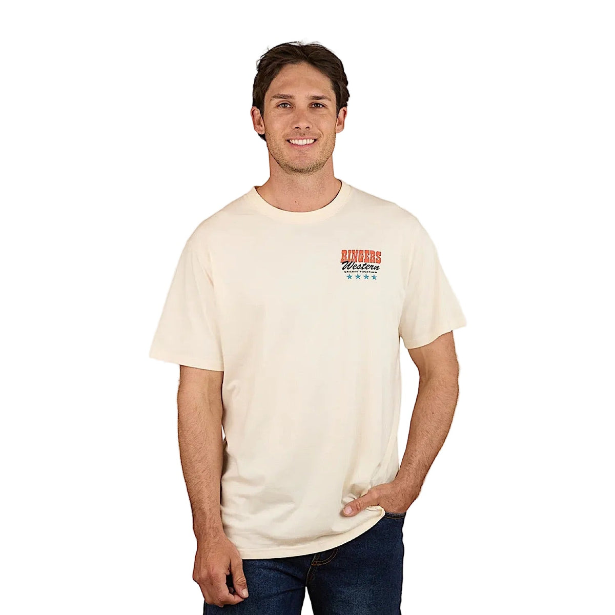 Ringers Western Men’s Stickin Together Loose Fit T-Shirt - Off White